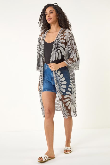 Floral Crochet Lace Kimono - Image 2