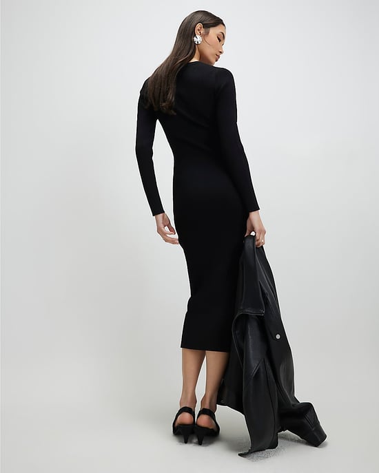 River Island Womens Midi Dress Black Lace Insert Rib - Image 3
