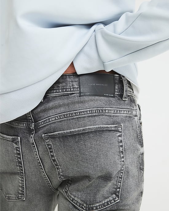 River Island Mens Skinny Jeans Grey Fit Denim - Image 2