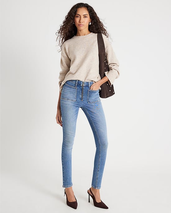 River Island Womens Skinny Jeans Blue High Rise Zip Front - Image 1