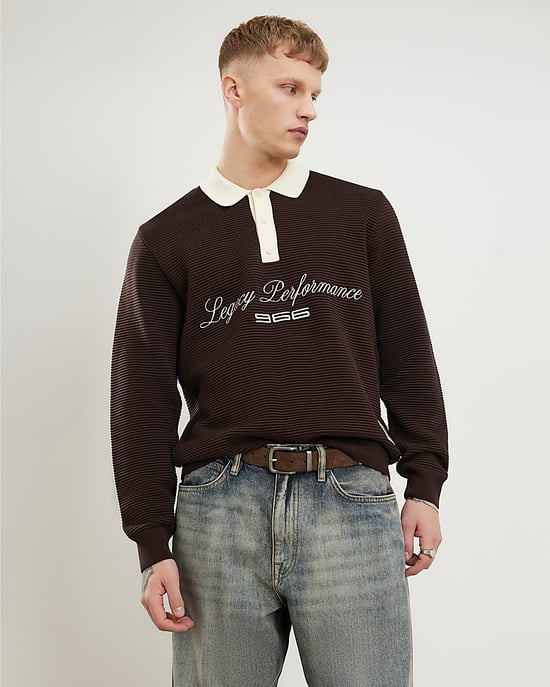 River Island Mens Jumper Brown Regular Fit Penrose Ottoman - Image 1