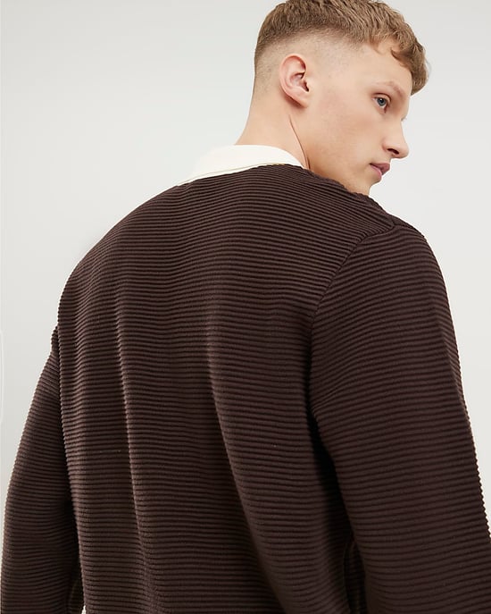 River Island Mens Jumper Brown Regular Fit Penrose Ottoman - Image 3