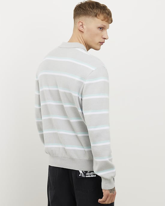 River Island Mens Jumper Grey Regular Fit Palais Studios Rugby - Image 3
