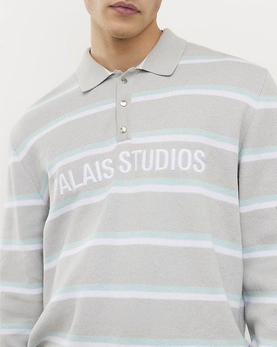 River Island Mens Jumper Grey Regular Fit Palais Studios Rugby - Image 4