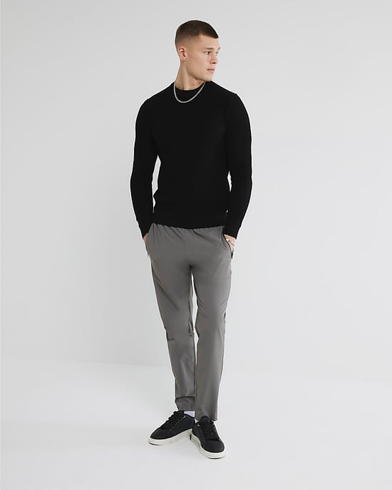 River Island Mens Jumper Black Muscle Fit Textured - Image 5