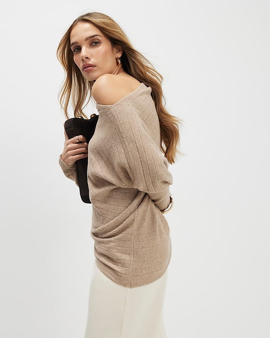 River Island Womens Jumper Brown Ribbed Off The Shoulder - Image 2