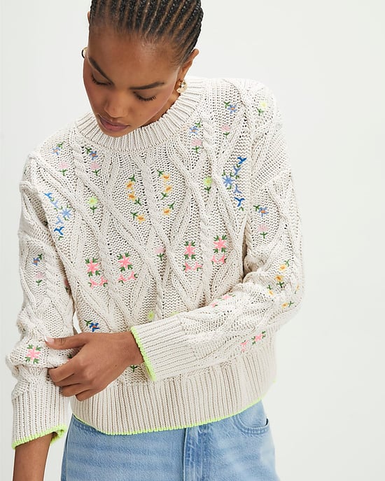 River Island Womens Jumper Cream Floral Embroidered - Image 1
