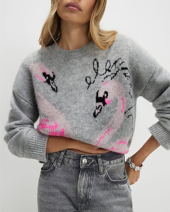 River Island Womens Jumper Grey Swan Crew Neck - Image 1