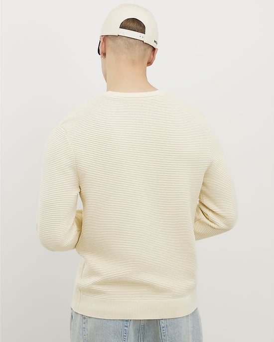 River Island Mens Jumper Cream Slim Fit Embroidered - Image 4