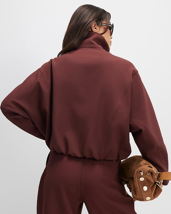 River Island Womens Bomber Jacket Brown Tailored Funnel Neck - Image 3