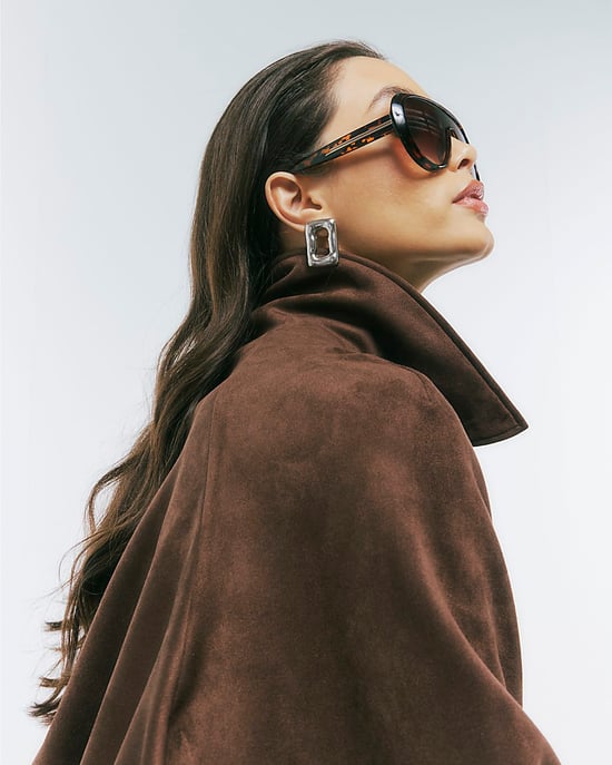 River Island Womens Bomber Jacket Brown Faux Suede Collared - Image 1