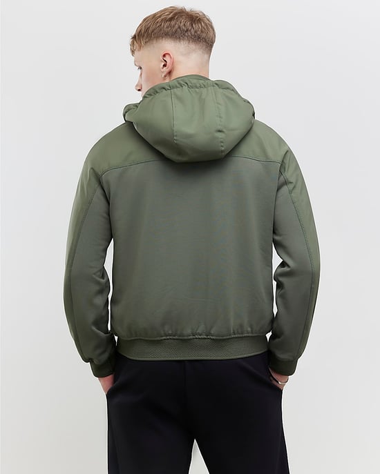 River Island Mens Bomber Jacket Green Hooded - Image 3