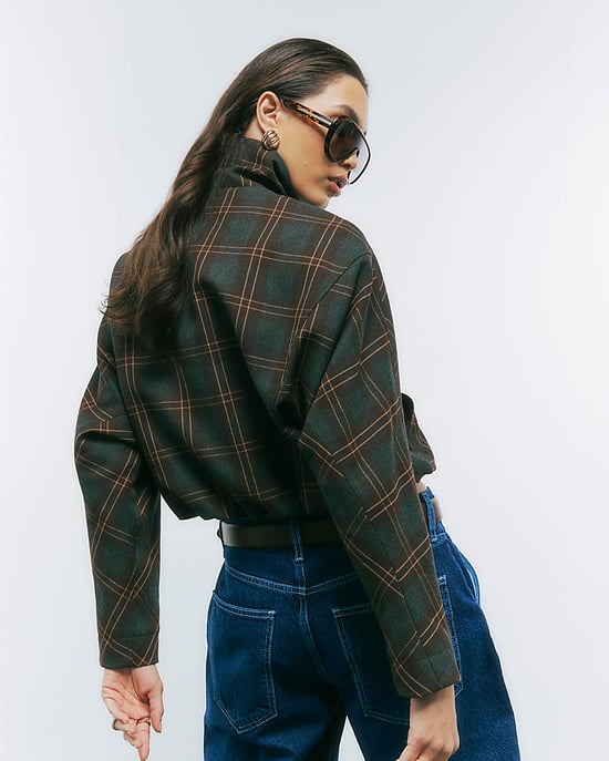 River Island Womens Bomber Jacket Brown Funnel Neck - Image 3