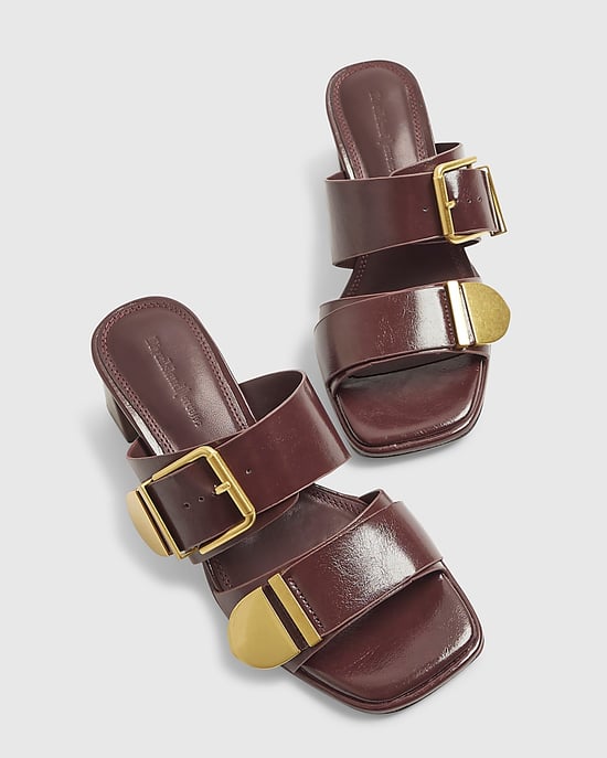 River Island Womens Mule Sandals Red Double Buckle - Image 3