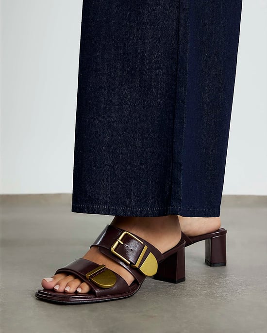 River Island Womens Mule Sandals Red Double Buckle - Image 4