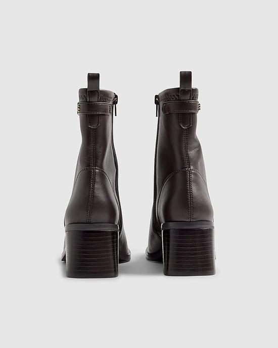 River Island Womens Sock Boots Brown Block Heel Stretch - Image 3