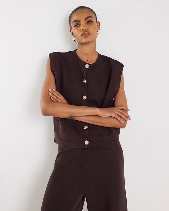 River Island Womens Waistcoat Brown Knitted - Image 1