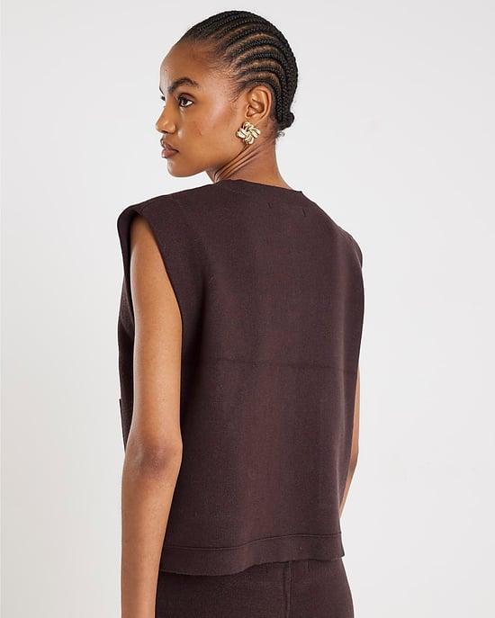 River Island Womens Waistcoat Brown Knitted - Image 3