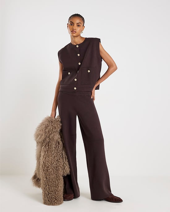River Island Womens Waistcoat Brown Knitted - Image 4