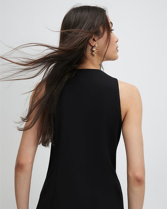 River Island Womens Waistcoat Black Collarless Asymmetric - Image 3