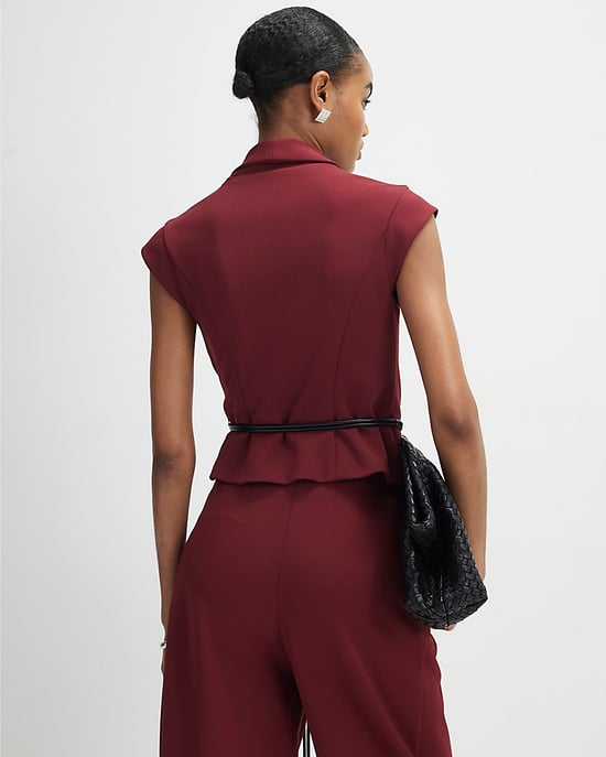 River Island Womens Waistcoat Red Sleeveless Belted - Image 3