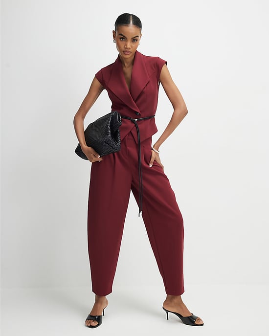 River Island Womens Waistcoat Red Sleeveless Belted - Image 4