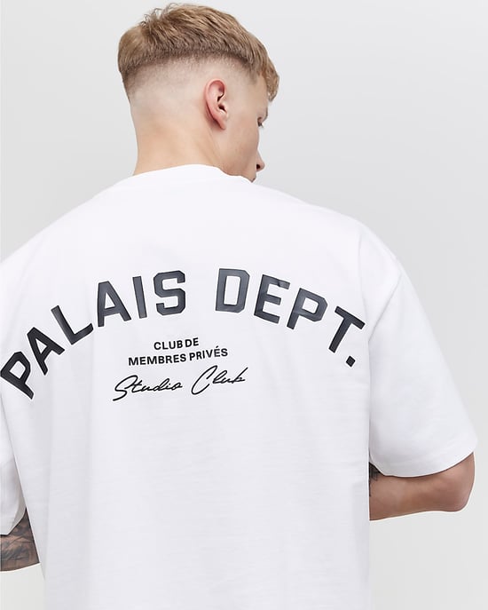 River Island Mens T-Shirt White Oversized Fit Palais Dept - Image 2