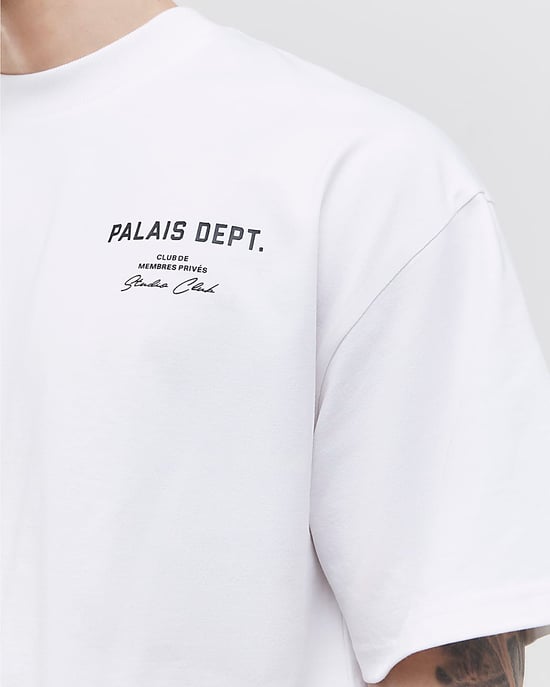 River Island Mens T-Shirt White Oversized Fit Palais Dept - Image 4