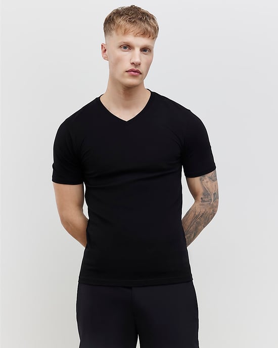 River Island Mens T-Shirt Multi 2 Pack Muscle Fit V-Neck - Image 3