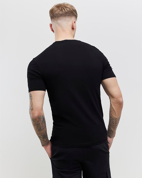 River Island Mens T-Shirt Multi 2 Pack Muscle Fit V-Neck - Image 4