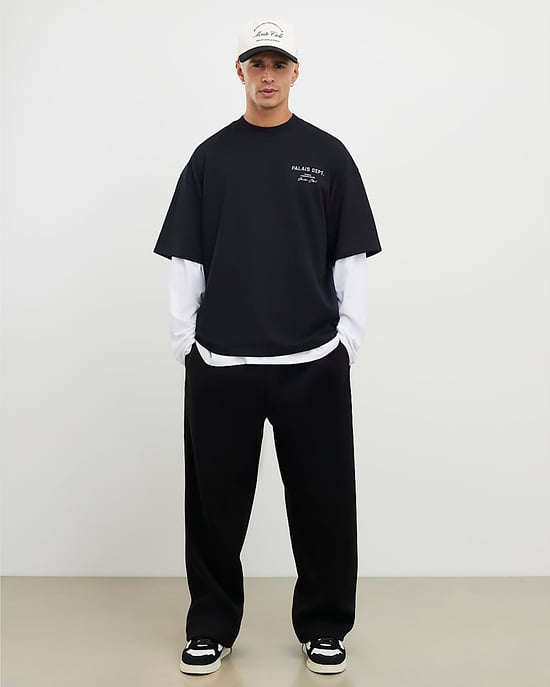 River Island Mens T-Shirt Black Oversized Fit Palais Dept - Image 2
