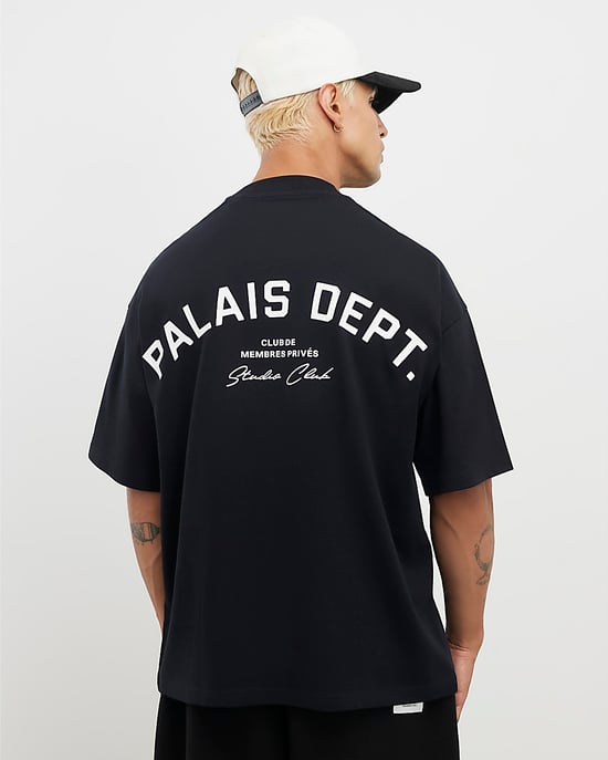 River Island Mens T-Shirt Black Oversized Fit Palais Dept - Image 3