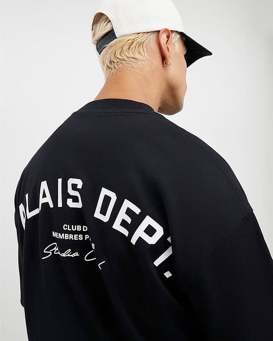 River Island Mens T-Shirt Black Oversized Fit Palais Dept - Image 4