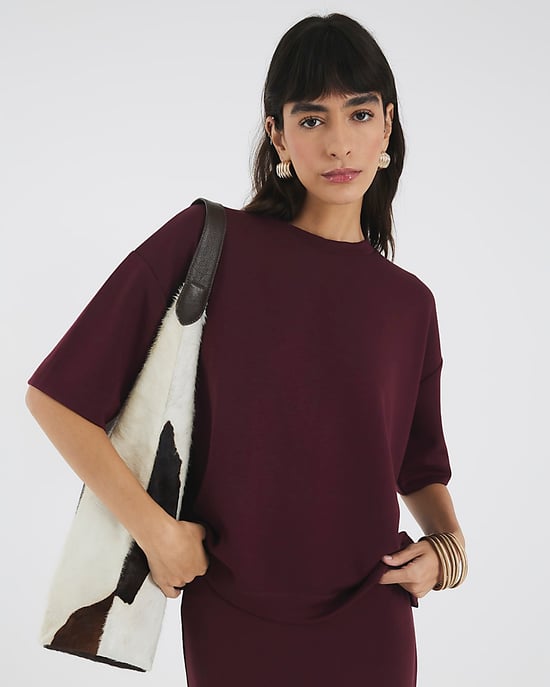 River Island Womens T-Shirt Red Premium Short Sleeve Boxy - Image 1