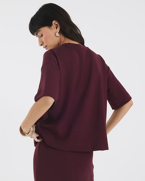 River Island Womens T-Shirt Red Premium Short Sleeve Boxy - Image 3