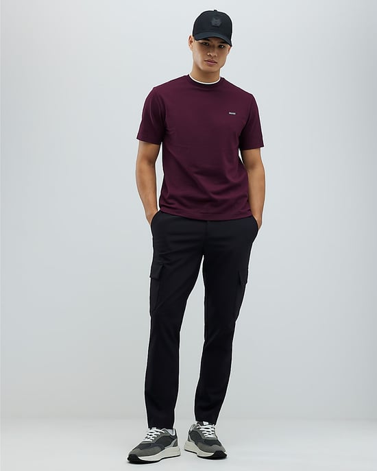 River Island Mens T-Shirt Red Slim Fit Textured Tipping - Image 4