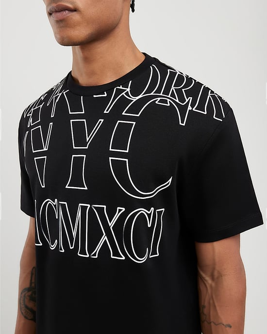 River Island Mens T-Shirt Black Regular Fit NYC MCMXII - Image 3