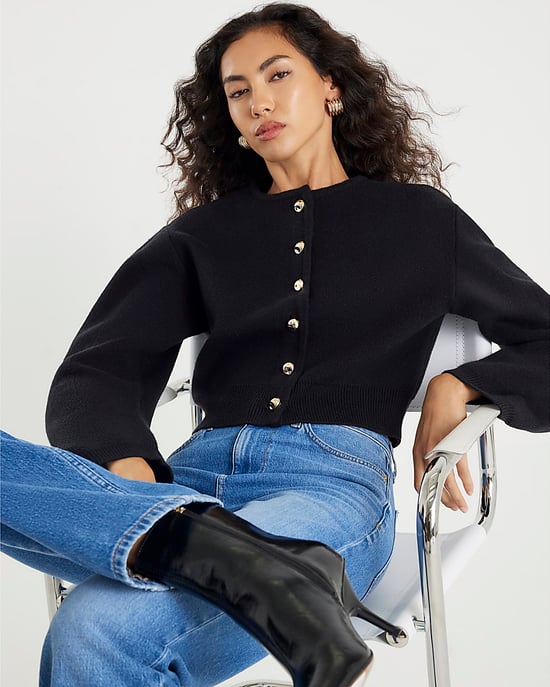 River Island Womens Cardigan Black Knitted Structured Sleeve - Image 4