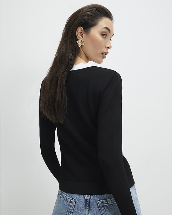River Island Womens Cardigan Black Fitted Tipped Neat - Image 3