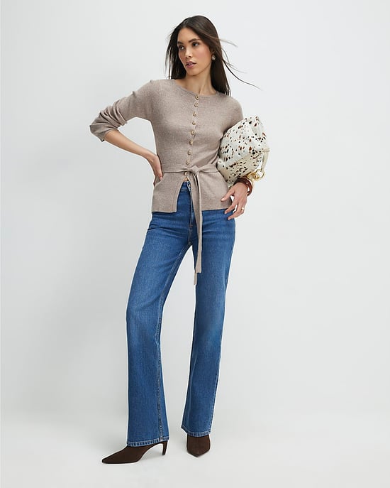 River Island Womens Cardigan Beige Knitted Tie Waist - Image 3
