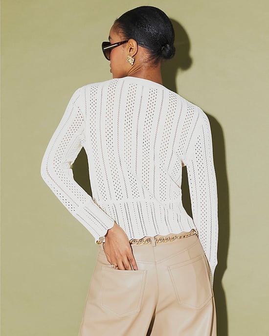 River Island Womens Cardigan Cream Open Knit Long Sleeve - Image 3