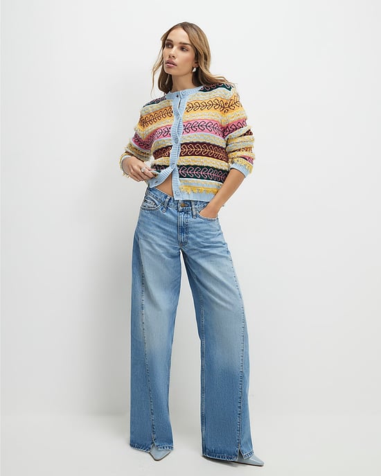 River Island Womens Cardigan Blue Fairisle Craft - Image 2
