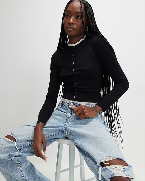 River Island Womens Cardigan Black Scallop Trim - Image 2