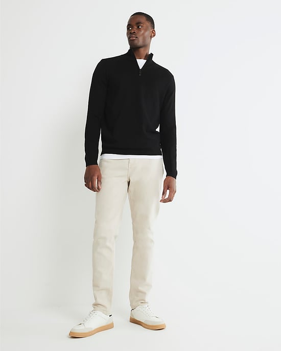 River Island Mens Jumper Black Slim Fit Half Zip - Image 3