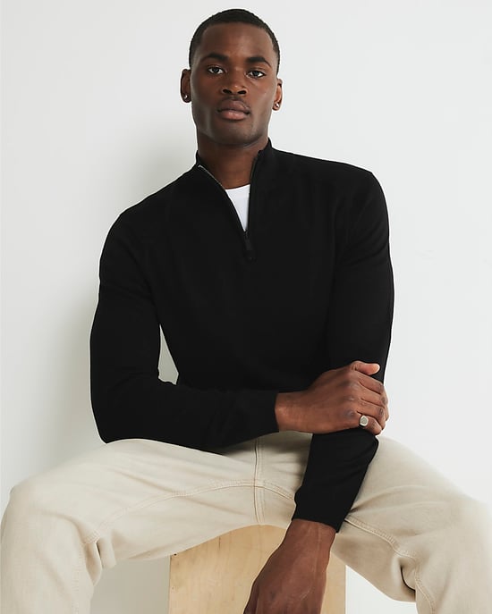 River Island Mens Jumper Black Slim Fit Half Zip - Image 4