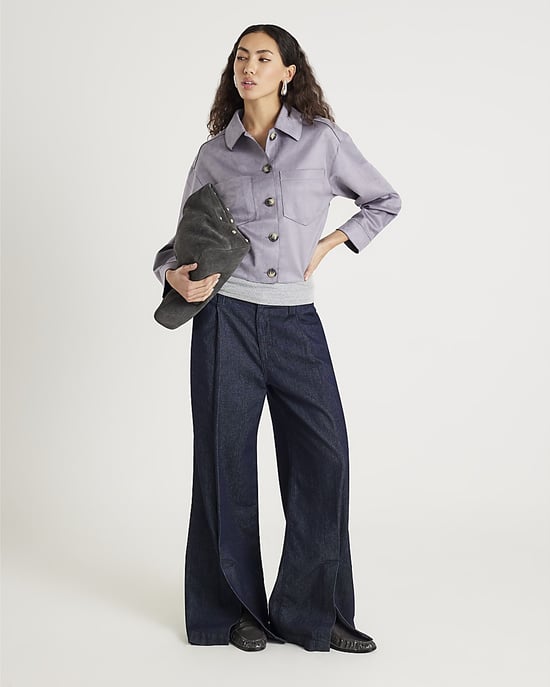 River Island Womens Overshirt Blue Faux Suede Collared - Image 3