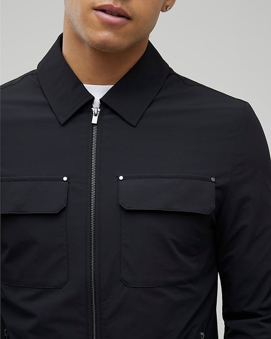 River Island Mens Shacket Black Muscle Fit Collared - Image 4
