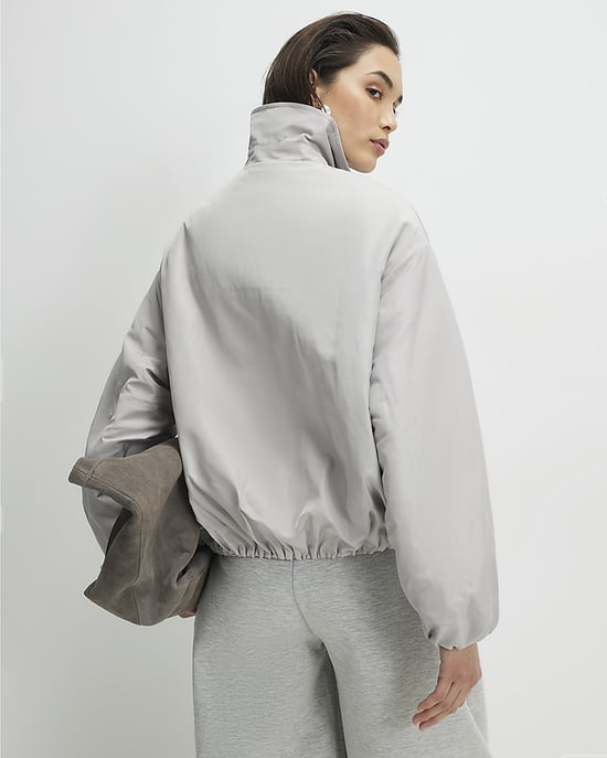 River Island Womens Jacket Grey Collared Bubble Hem - Image 3