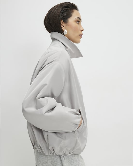 River Island Womens Jacket Grey Collared Bubble Hem - Image 4