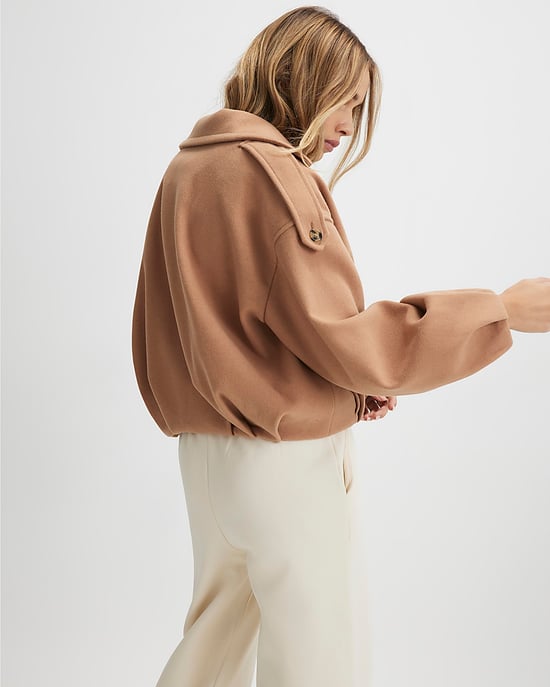 River Island Womens Jacket Brown Bubble Hem Double Breasted - Image 3